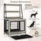 MDF Metal Dog Crate with Storage Shelves and Wheels and Flip-Top